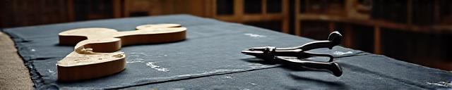 Scissors and patterns on a wooden cutting table